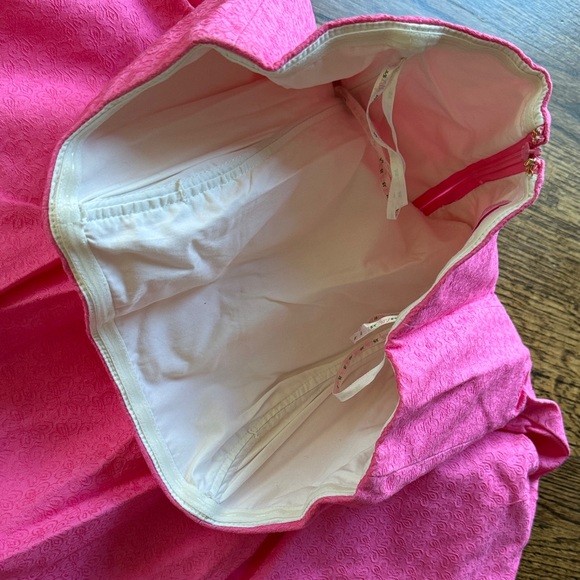 Pink Lily Pulitzer Strapless Dress with White Floral Trim - Picture 4 of 7